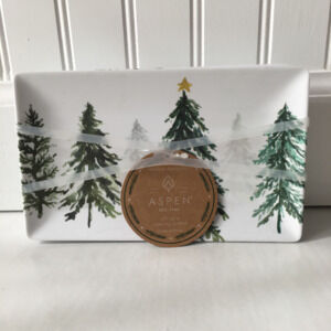 Aspen Winter Tree w/Star Melamine Appetizer Plates - Set of 4